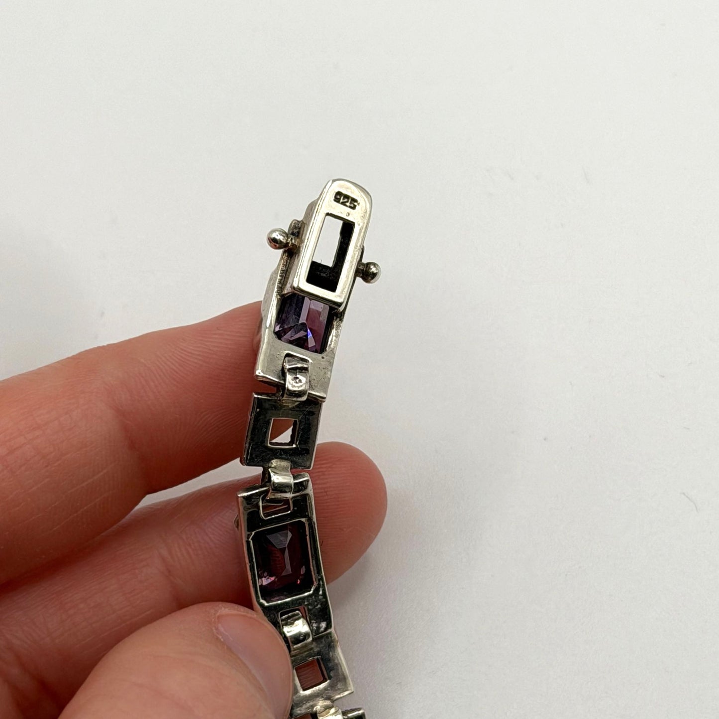 925 Sterling Silver Bracelet With Purple Amethyst Stones