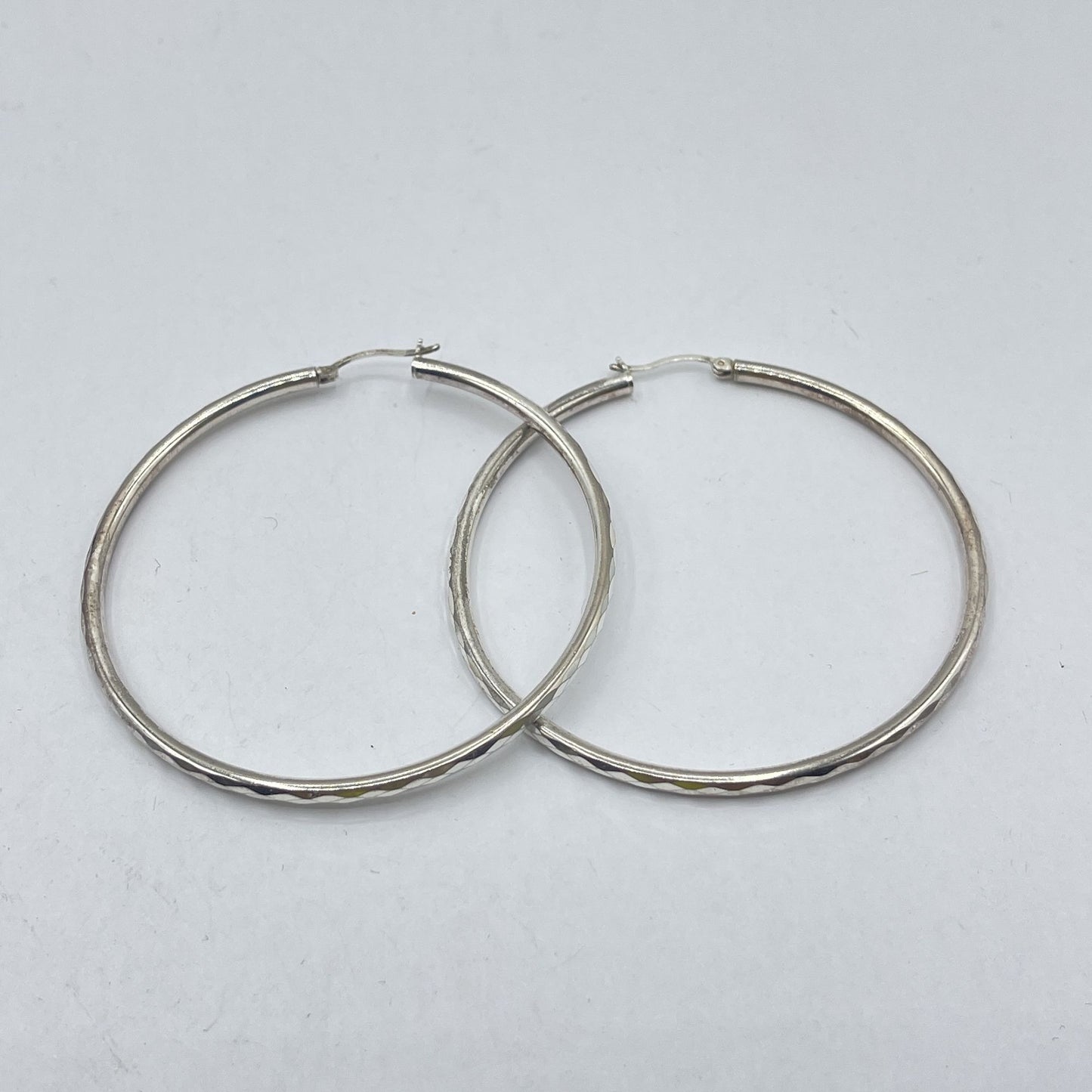 X-Large 925 Silver Hoop Earrings