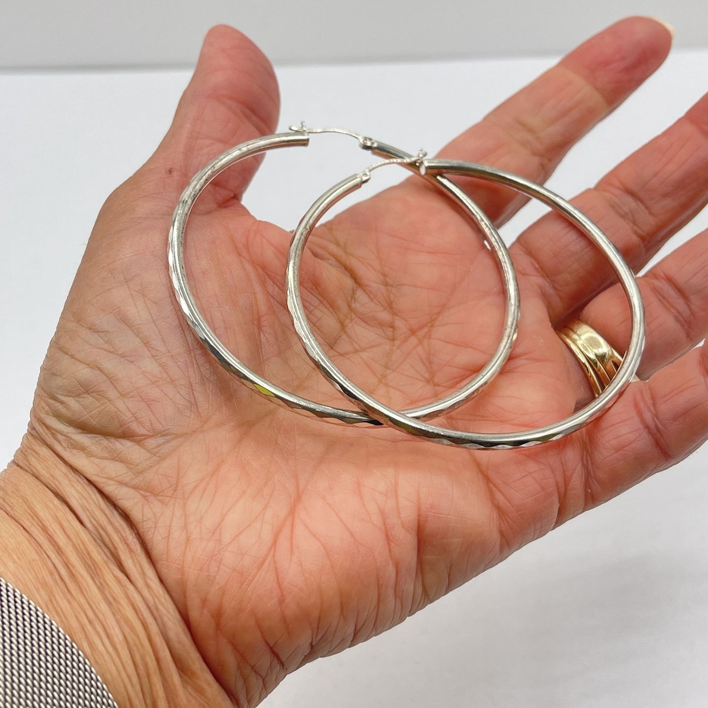 X-Large 925 Silver Hoop Earrings