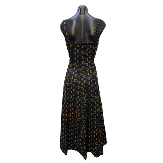 NWT Christian Lacroix Black & Tan Linen Maxi Dress Size 6