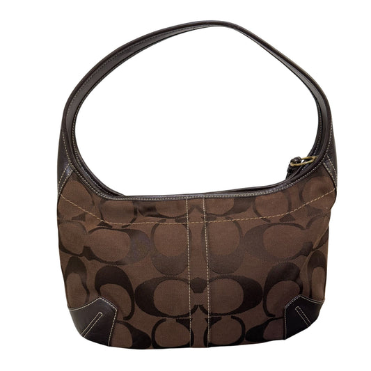 Coach Signature Monogram Brown Canvas Hobo Bag