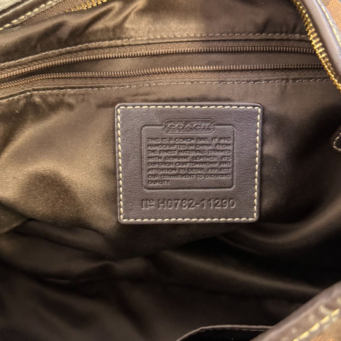 Coach Signature Monogram Brown Canvas Hobo Bag