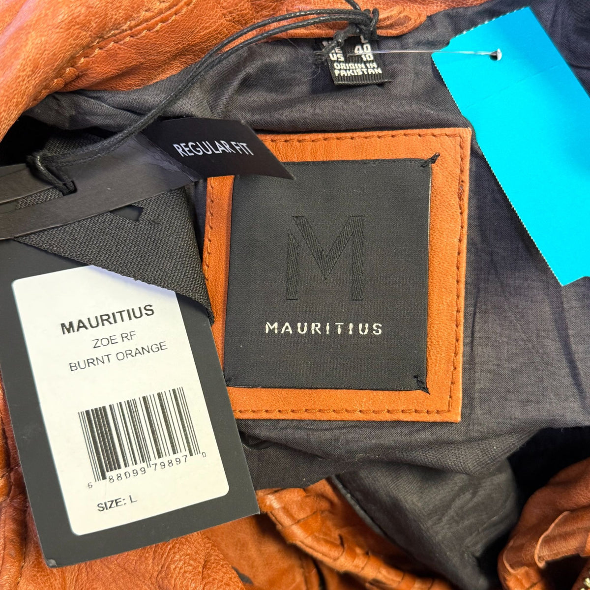 NWT Mauritius Zoe RF Burnt Orange Lamb Leather Fringe Jacket L