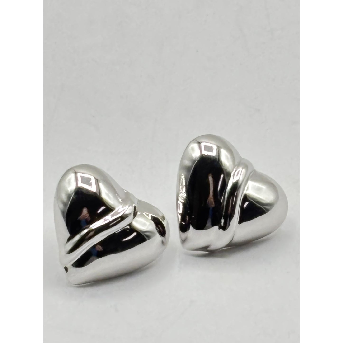 Sterling Silver Heart Stud Earrings 925