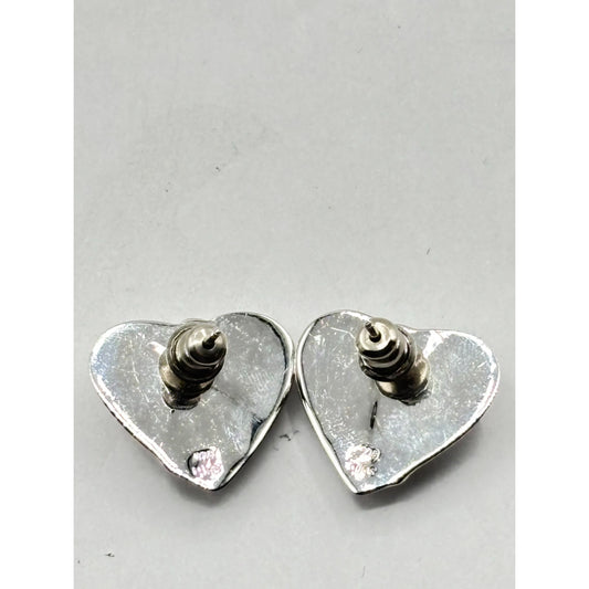 Sterling Silver Heart Stud Earrings 925