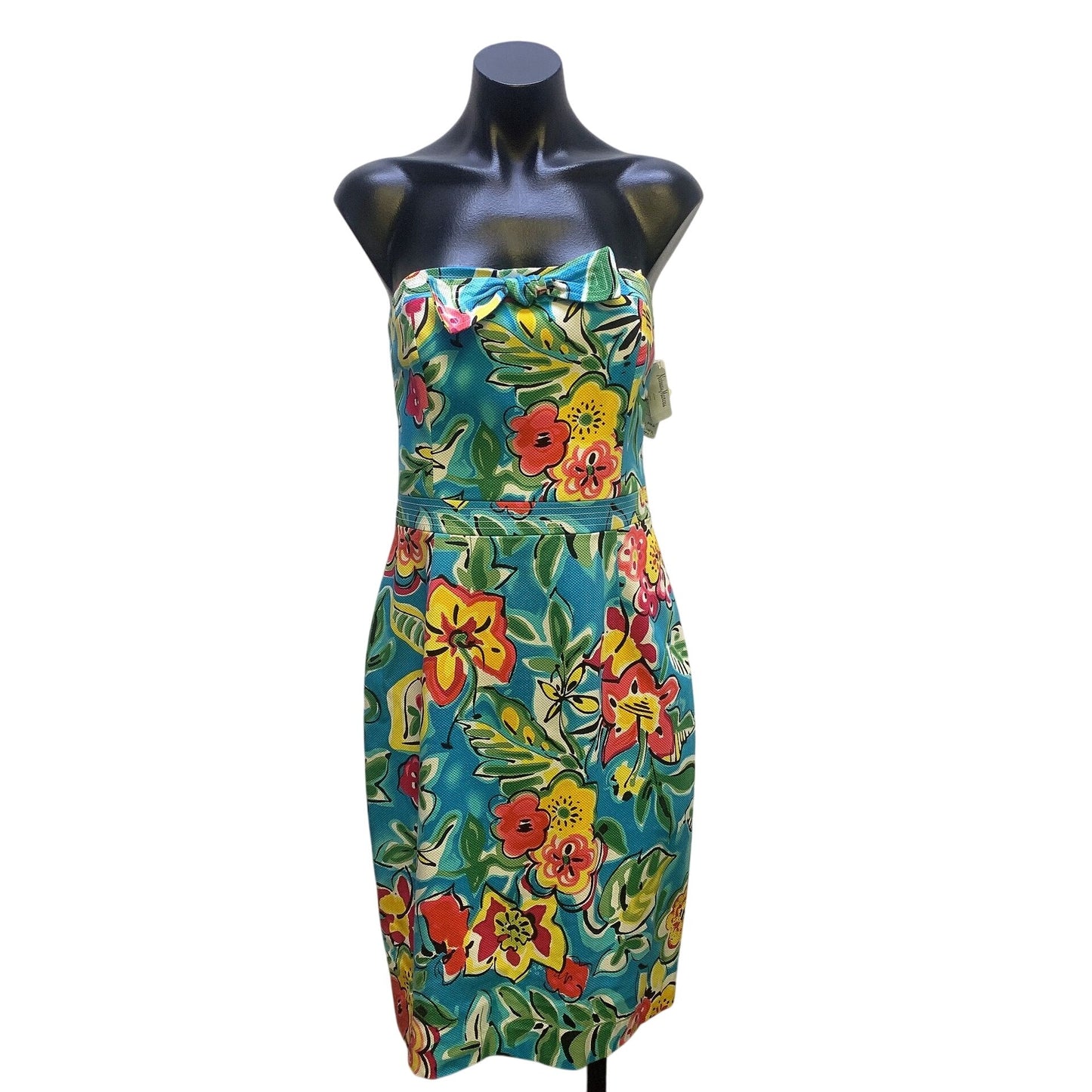 NWT David Meister Multicolor Tropical Print Strapless Dress Size 8