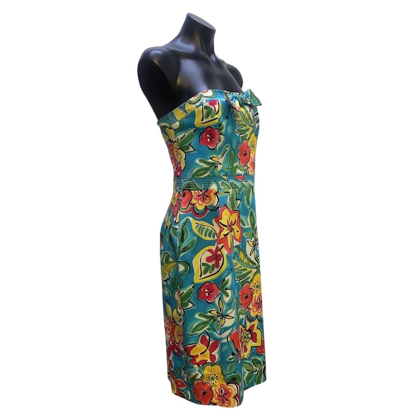 NWT David Meister Multicolor Tropical Print Strapless Dress Size 8