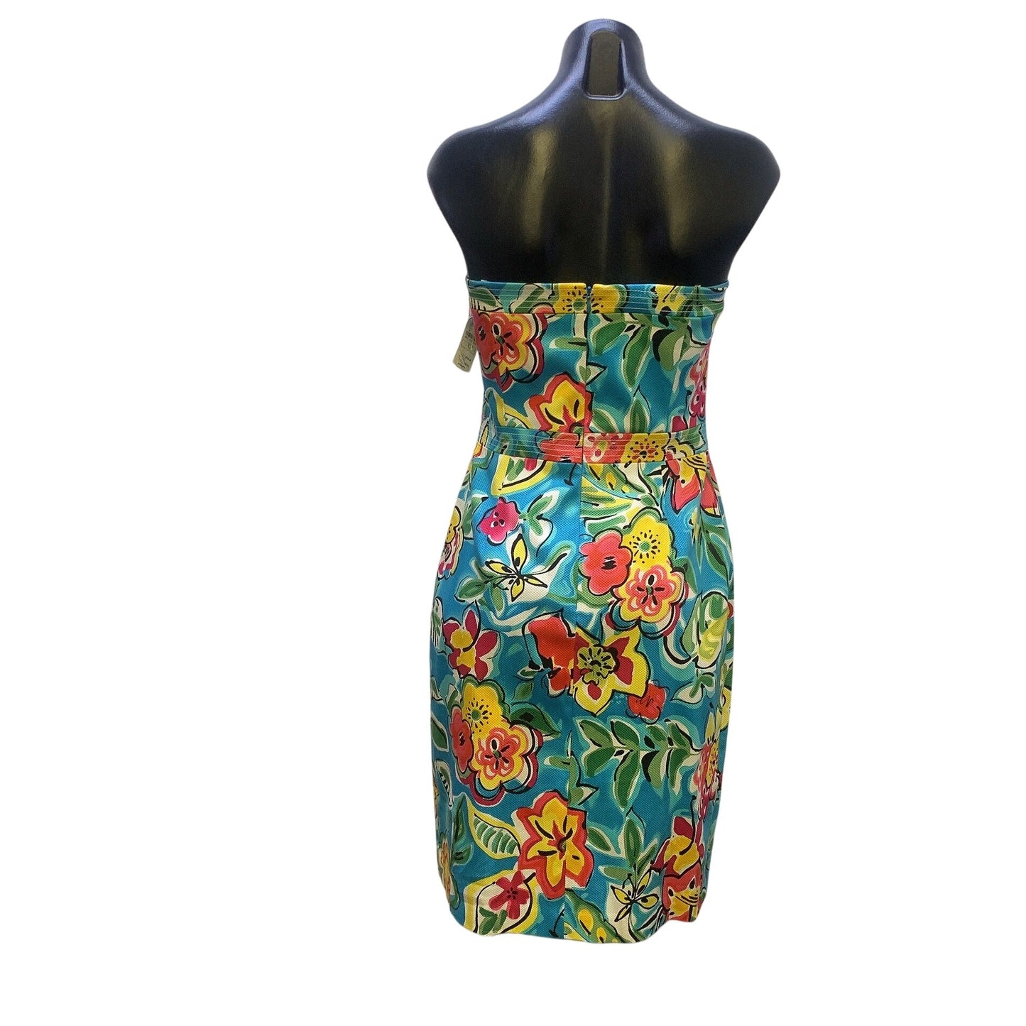 NWT David Meister Multicolor Tropical Print Strapless Dress Size 8
