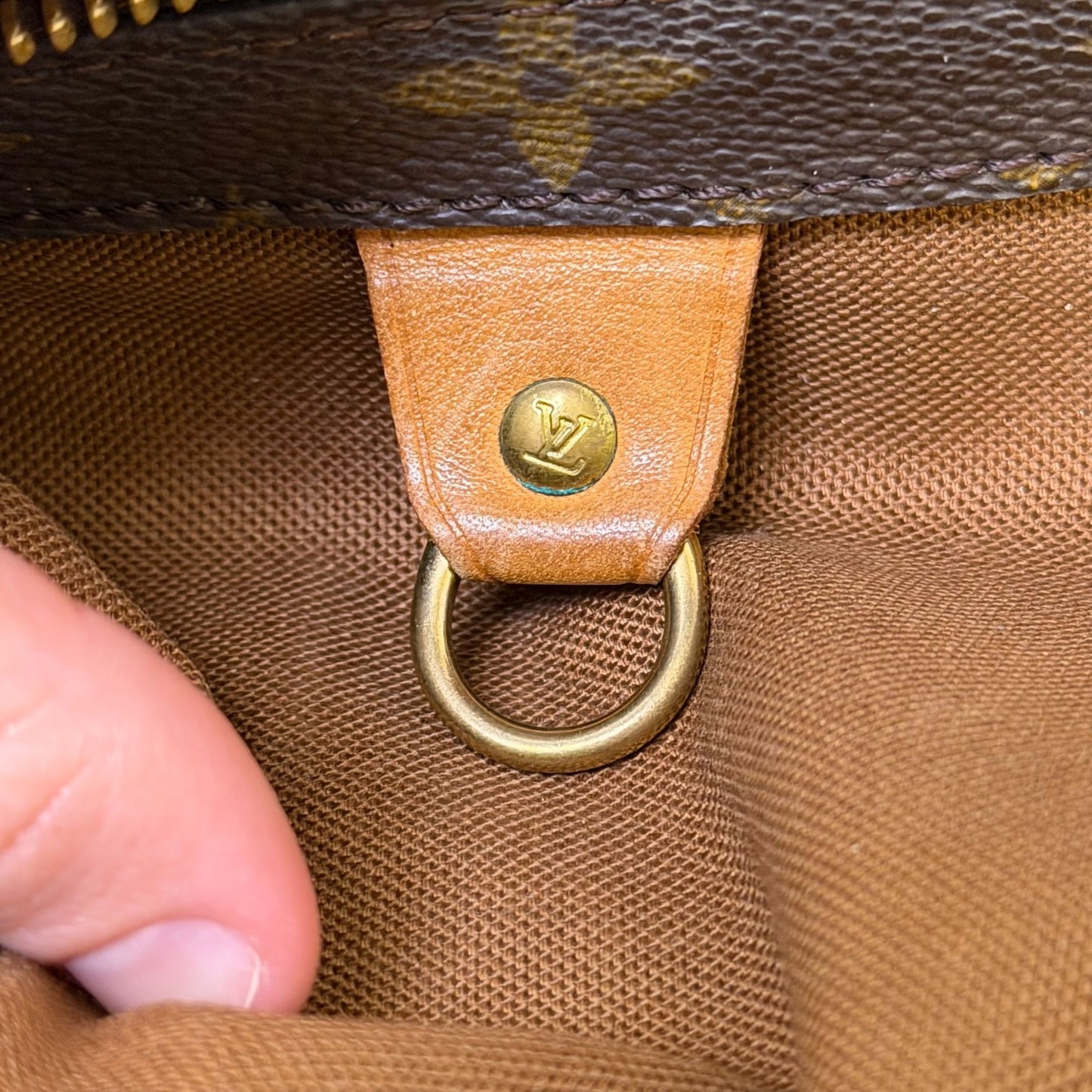 Louis Vuitton Monogram Vintage Tote Purse With Leather Straps Classic Brown & Tan