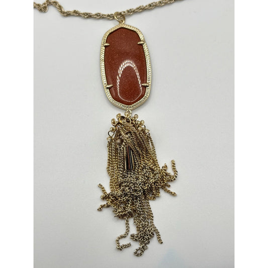 Kendra Scott Goldstone Pendant Necklace With Tassel & Chain