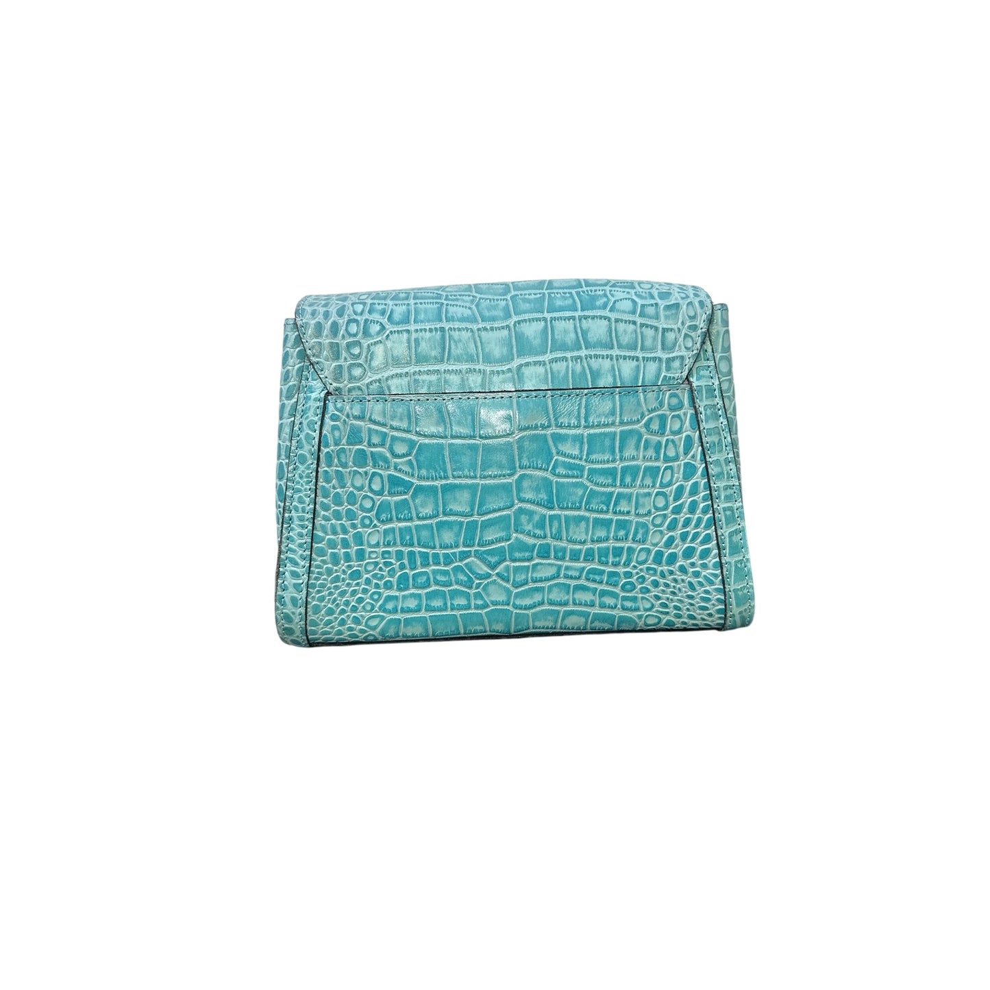 Patricia Nash Crocodile Embossed Leather Teal Handbag w/Adjustable Strap