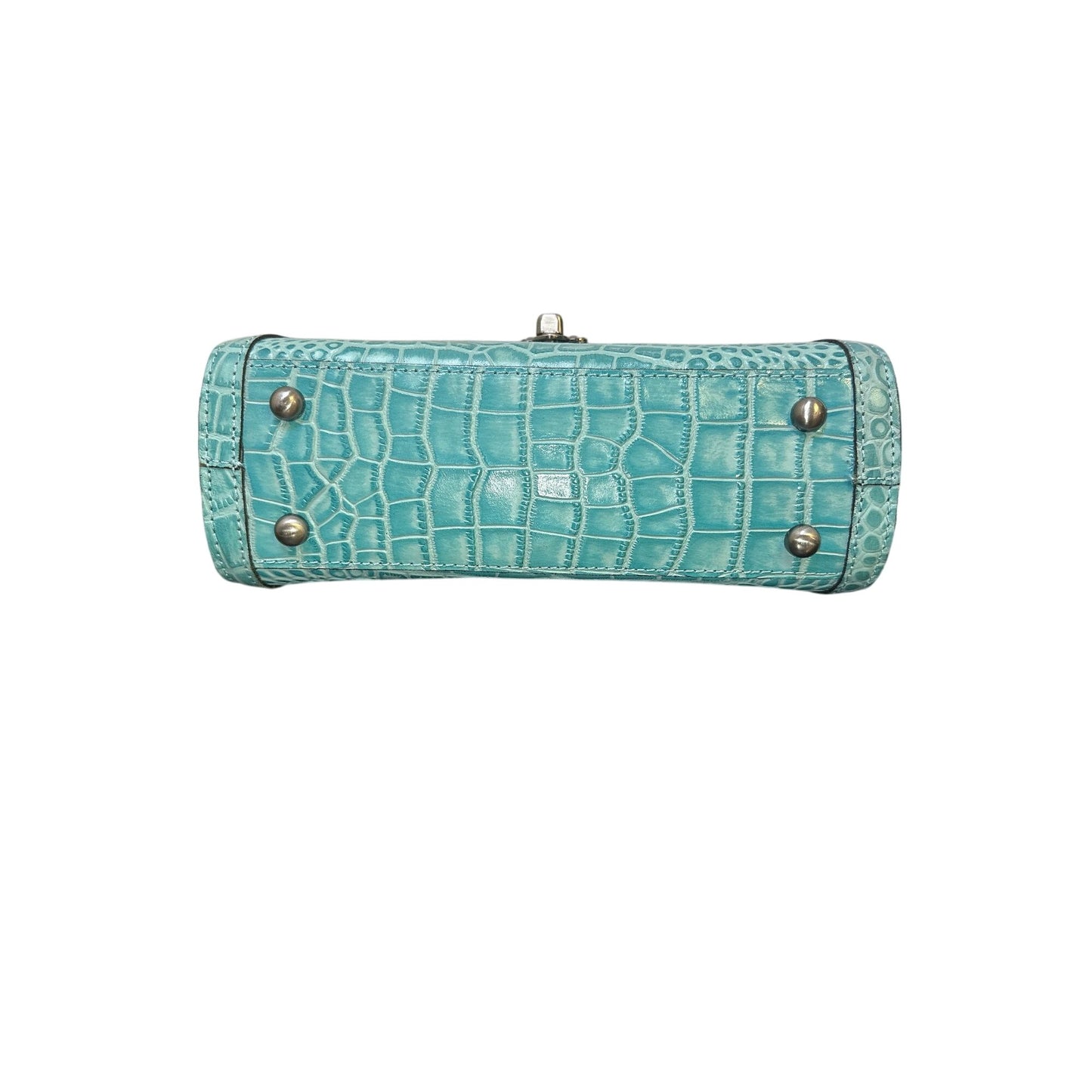 Patricia Nash Crocodile Embossed Leather Teal Handbag w/Adjustable Strap