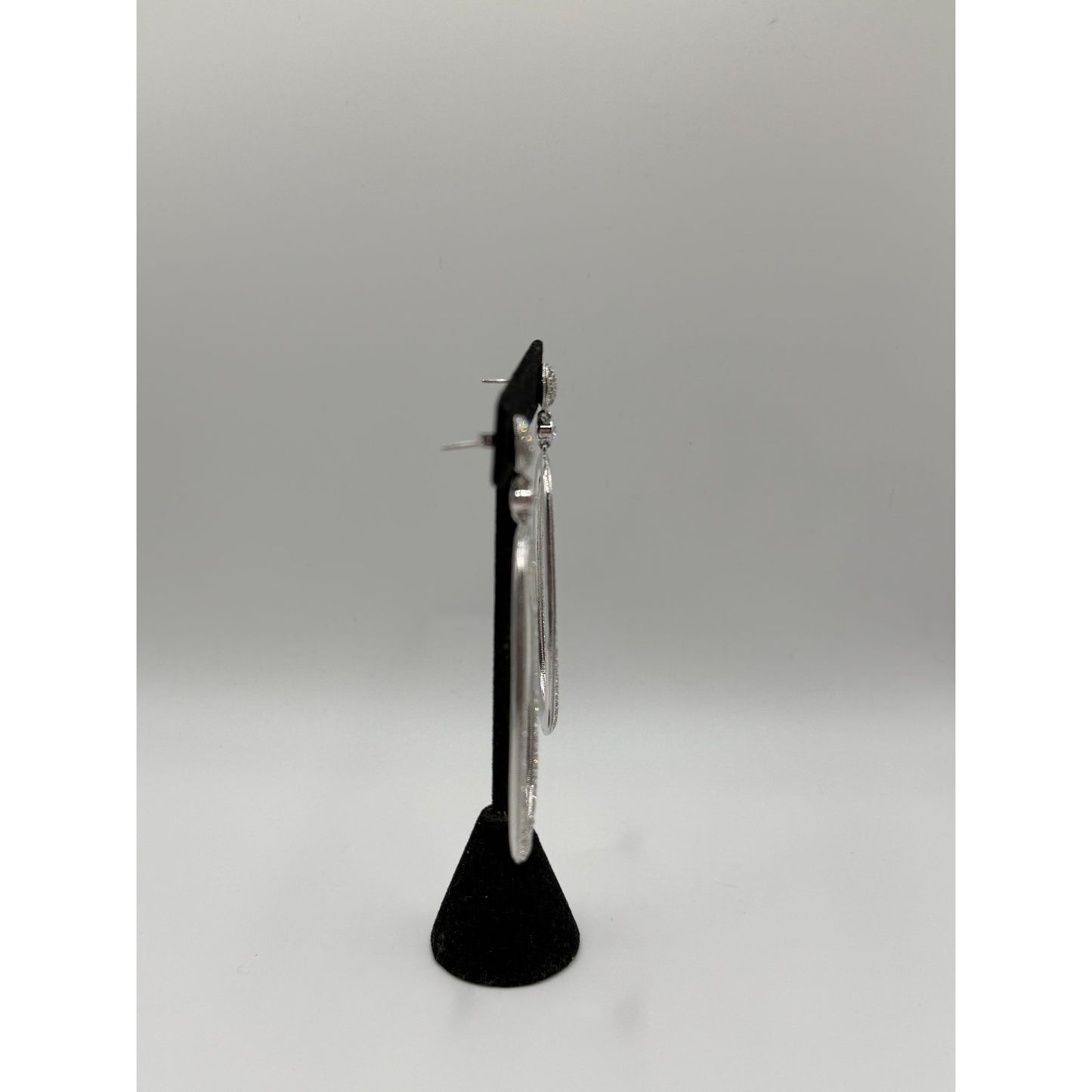 Nadri Oval Rhinestone Dangle Earrings Pave Detailing Silver Finish Original Box