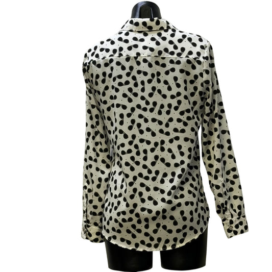 Karl Lagerfeld Sunglass Print Blouse Black & White Long Sleeve Size S