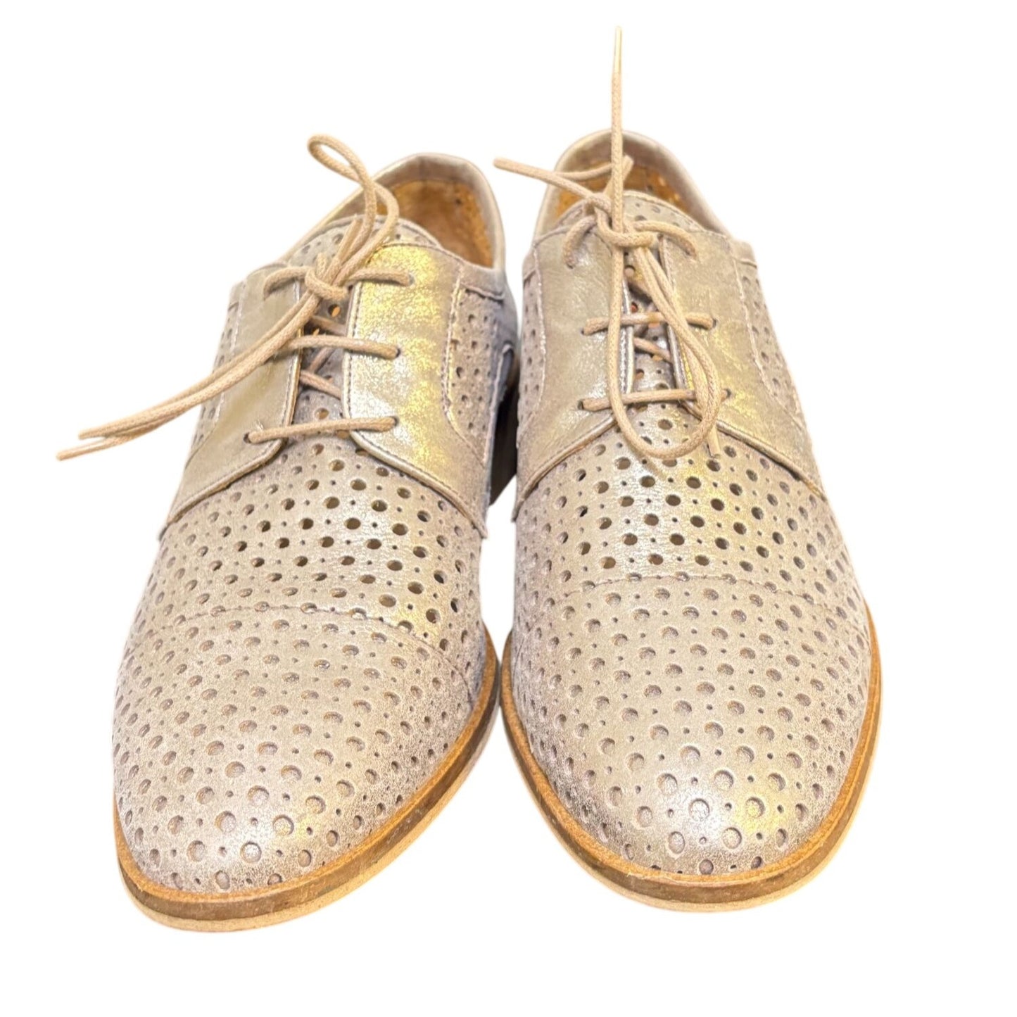 Geewawa Perforated Leather Loafers Bronze Size 6.5