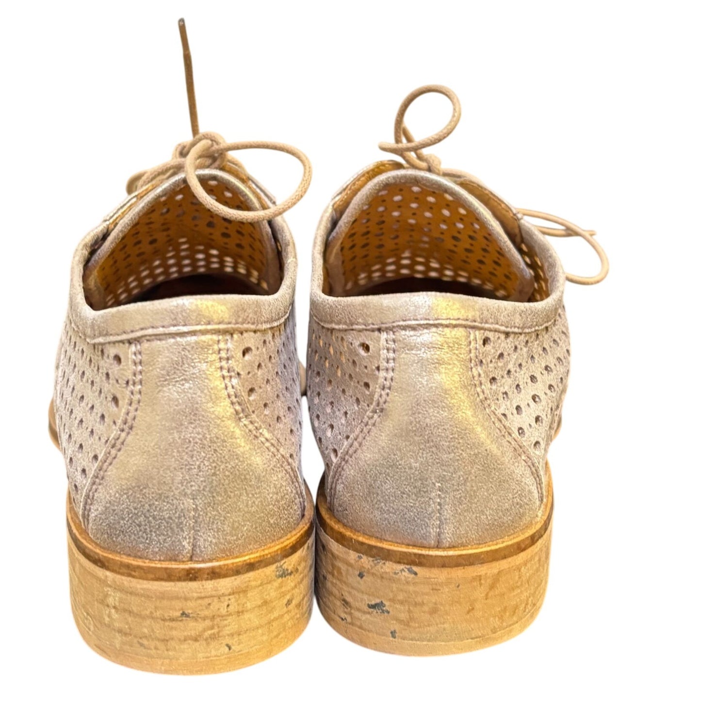 Geewawa Perforated Leather Loafers Bronze Size 6.5