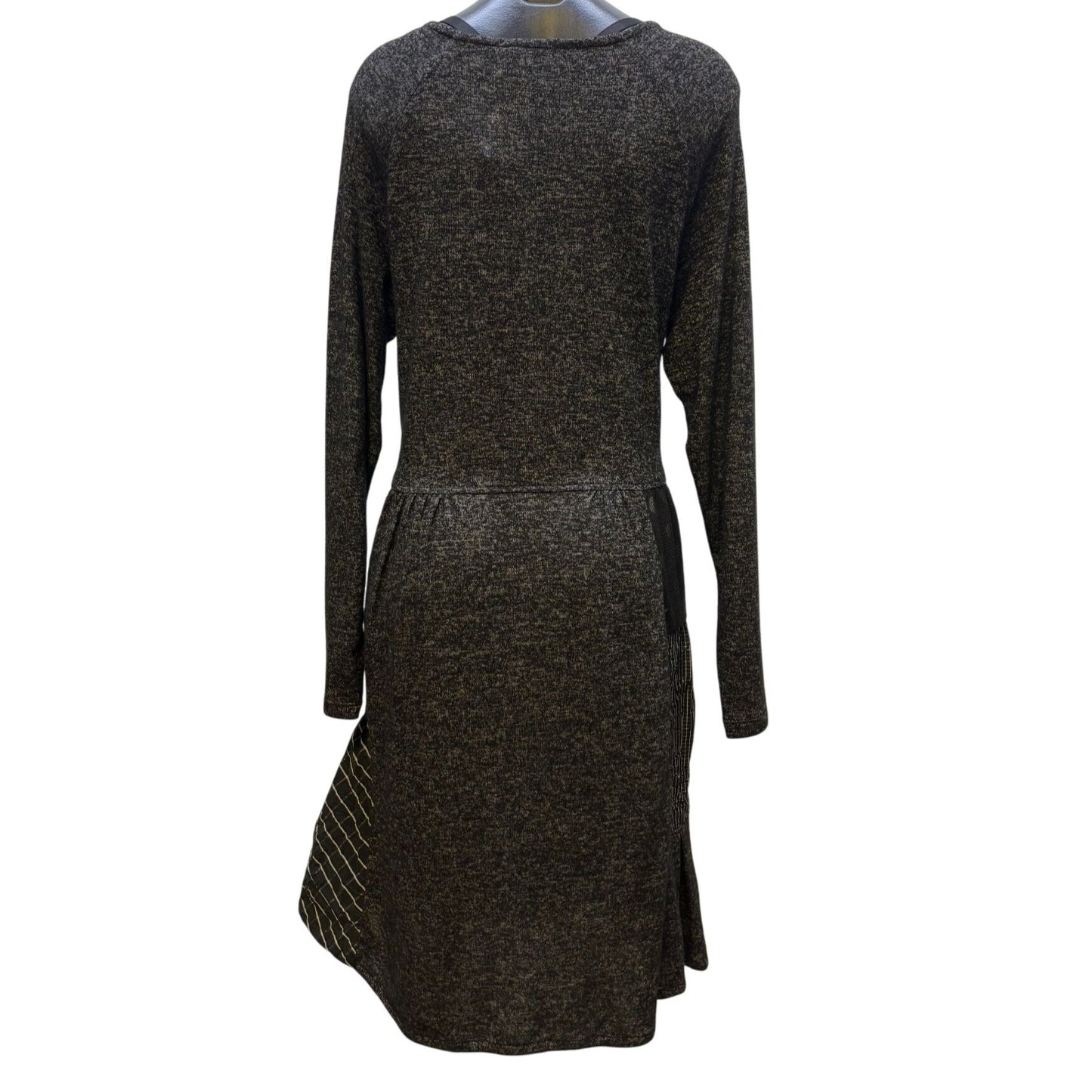 Alembika Long Sleeve Patchwork Dress Grey Black M