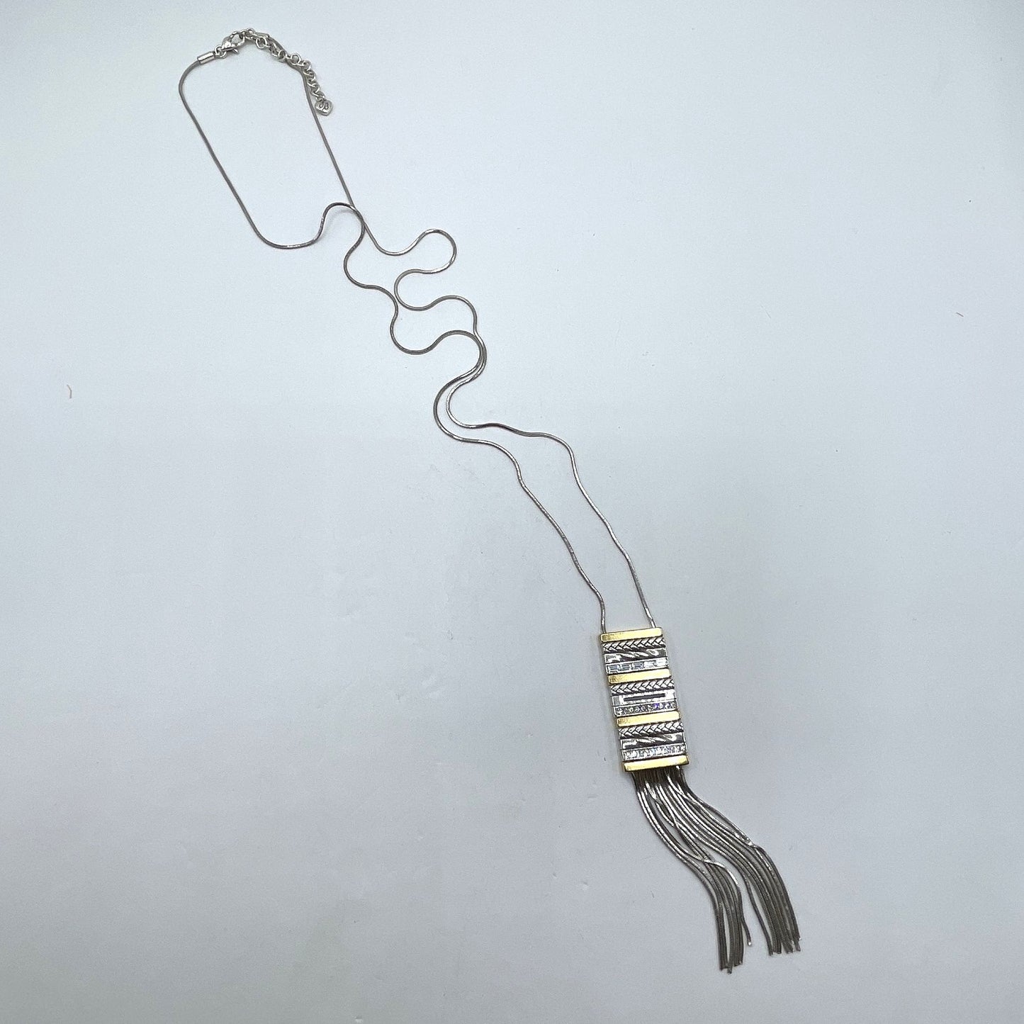 Brighton Tassel Necklace In Silver & Gold Tone Metal Long