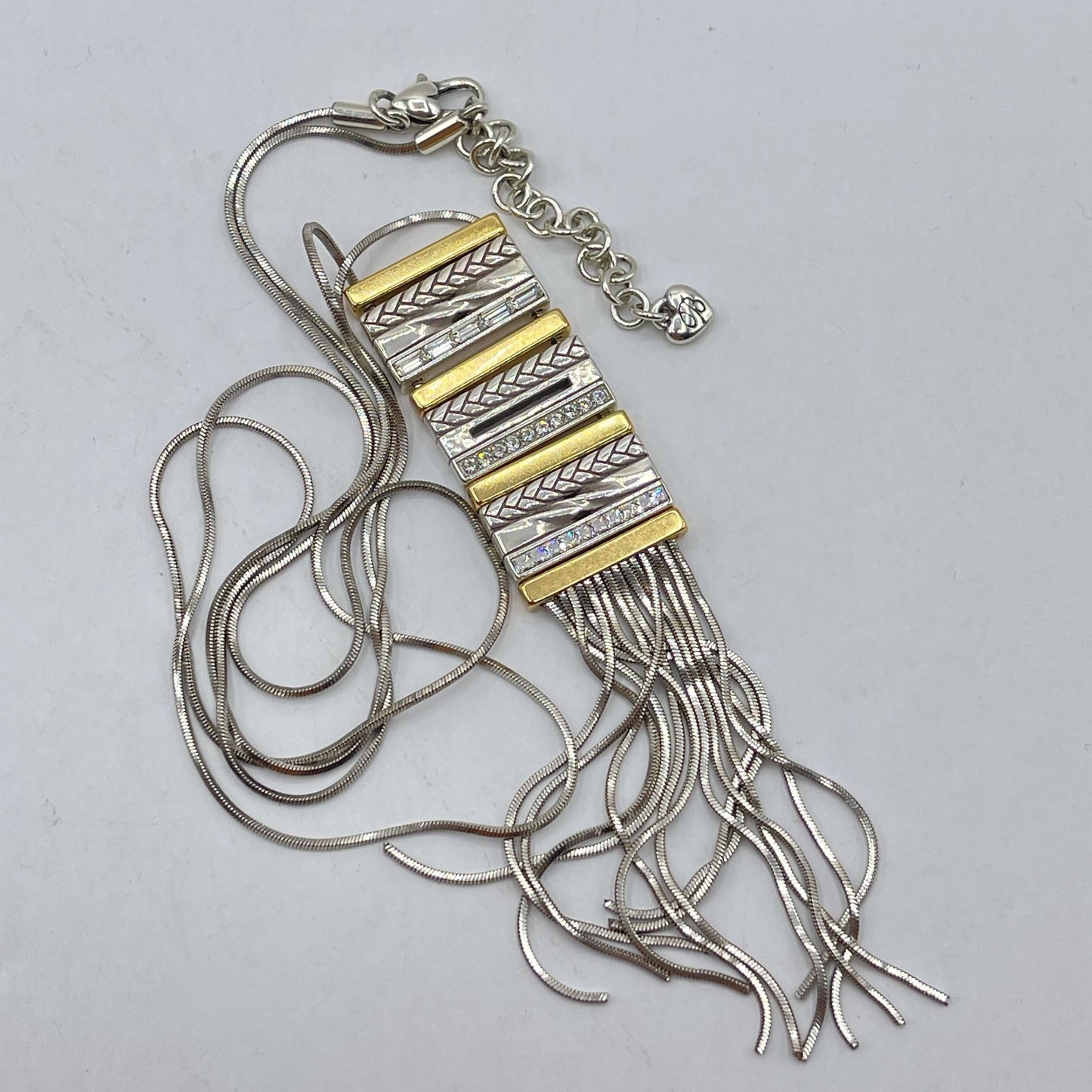 Brighton Tassel Necklace In Silver & Gold Tone Metal Long