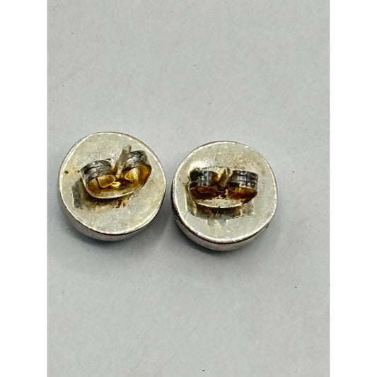 Larimar & Sterling Silver Round Stud Earrings