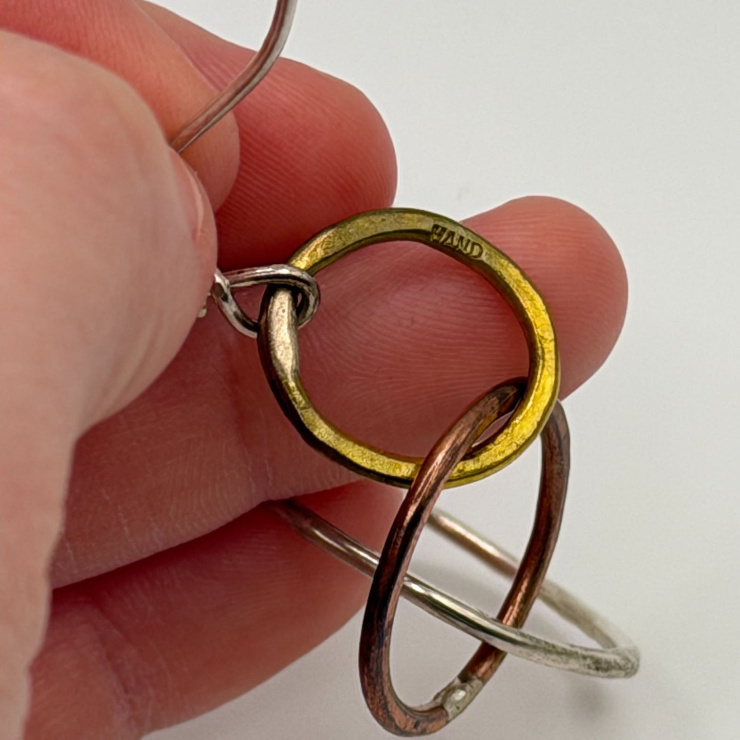 Tony Davis 925 Handmade Mixed Metal Circle Drop Earrings
