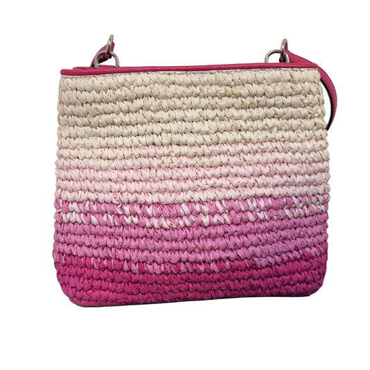 Michael Kors Straw Tote Bag Pink Gradient With Shoulder Strap