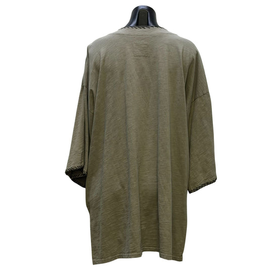 Double D Ranch Embroidered Tunic Top 1X Gray & Black Boho Style