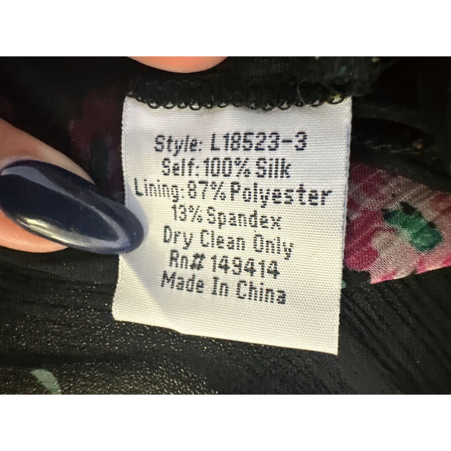 NWT Johnny Was Black Sheer Floral Ruffle Blouse w/Black Undershirt Size L