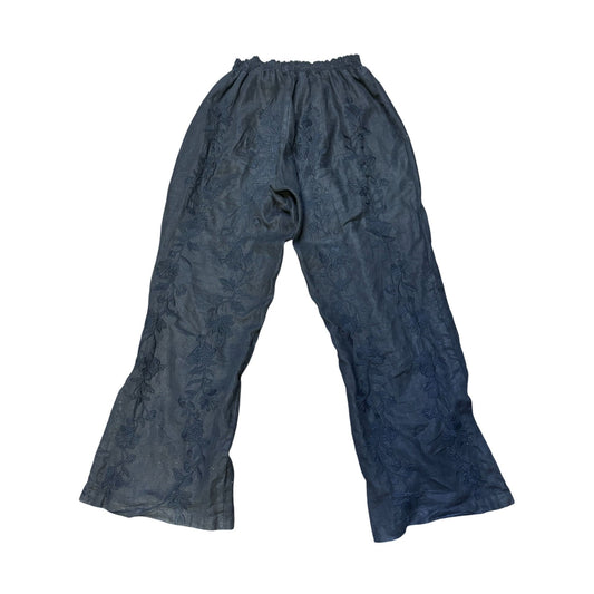 Johnny Was Los Angeles Linen Embroidered Pants Black L