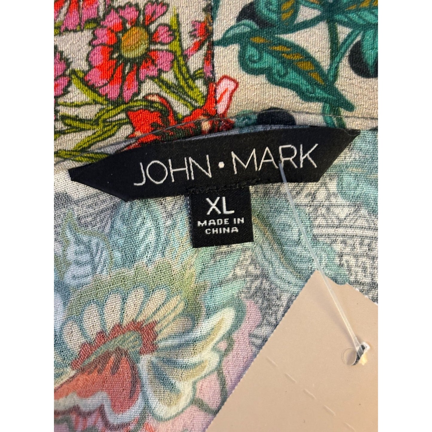 John Mark Embroidered Open-Front Kimono Cardigan Gray Multi XL