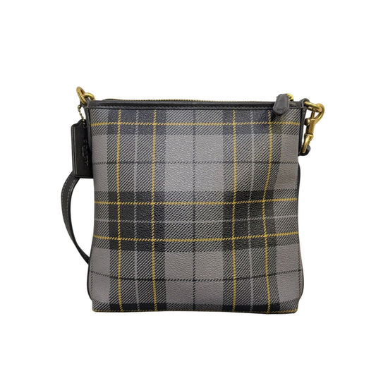 Coach Crossbody Bag Gray/Black Plaid Gold Hardware