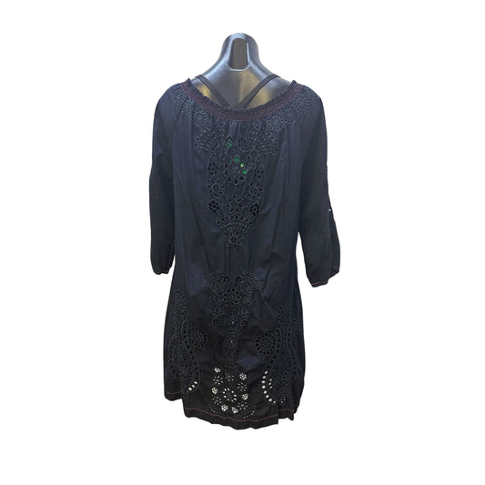 3J Workshop Navy Eyelet Embroidered Tunic Dress, Size XL