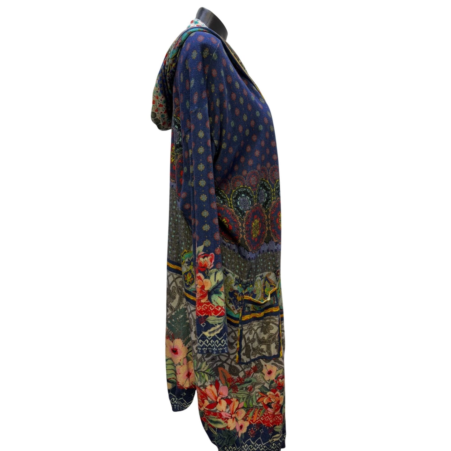 Johnny Was Hooded Cardigan Multicolor Floral Design 2X