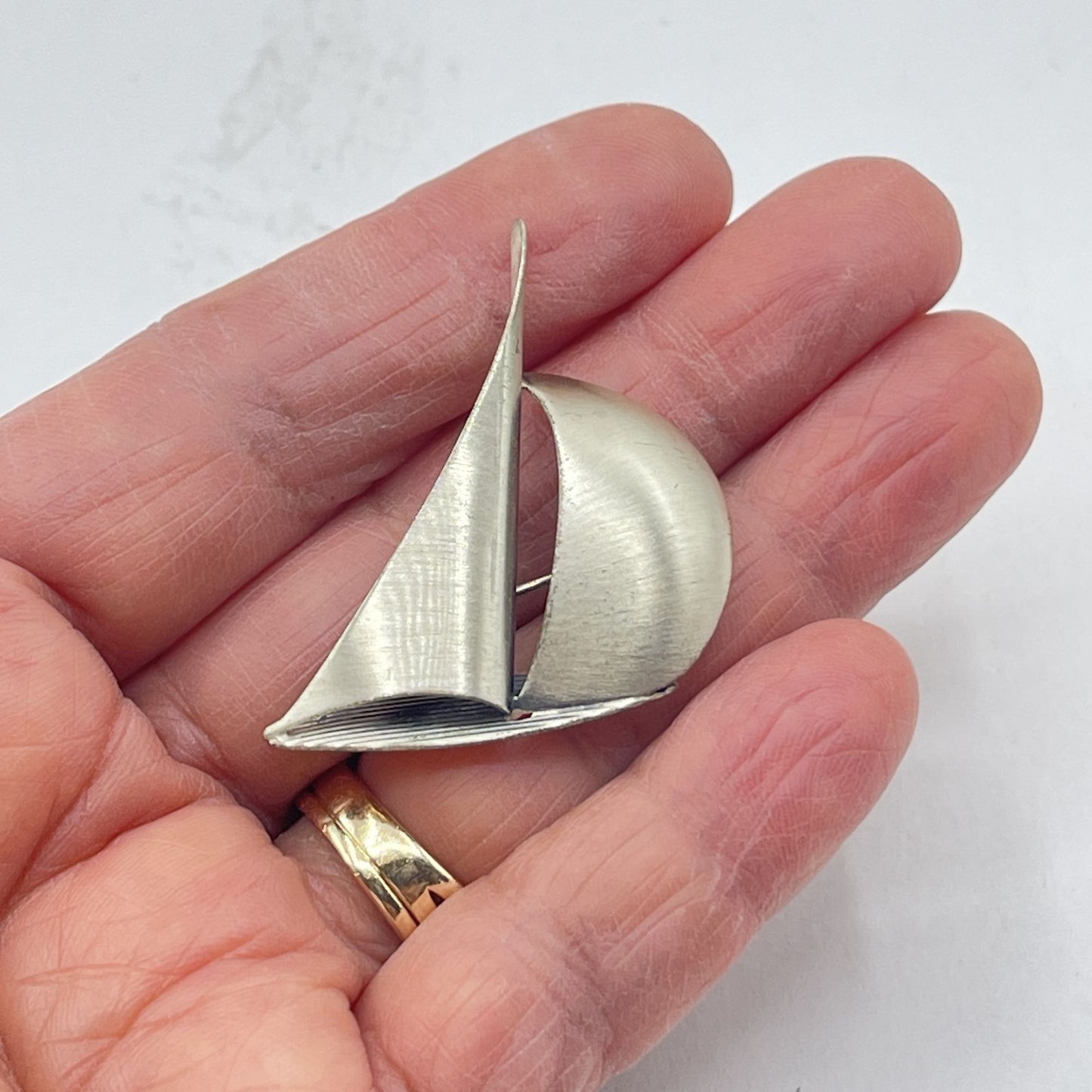 Vintage Beau Sterling Silver 3d Sailboat Brooch Pin