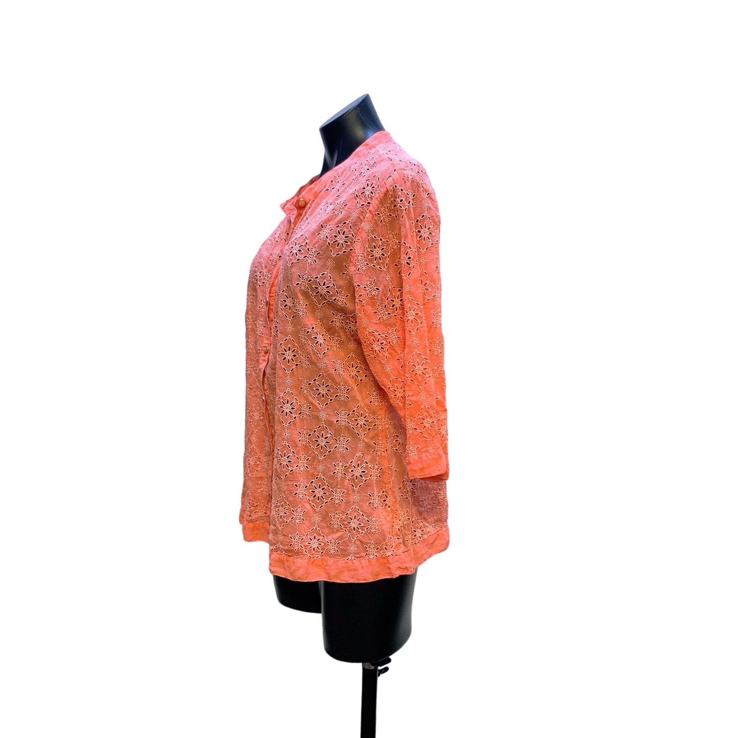 Johnny Was Button-Down Orange Lace Blouse XL