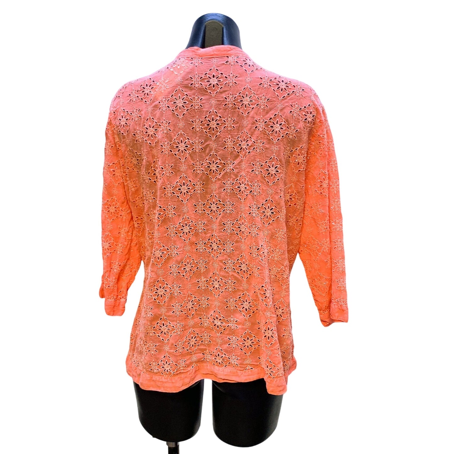 Johnny Was Button-Down Orange Lace Blouse XL