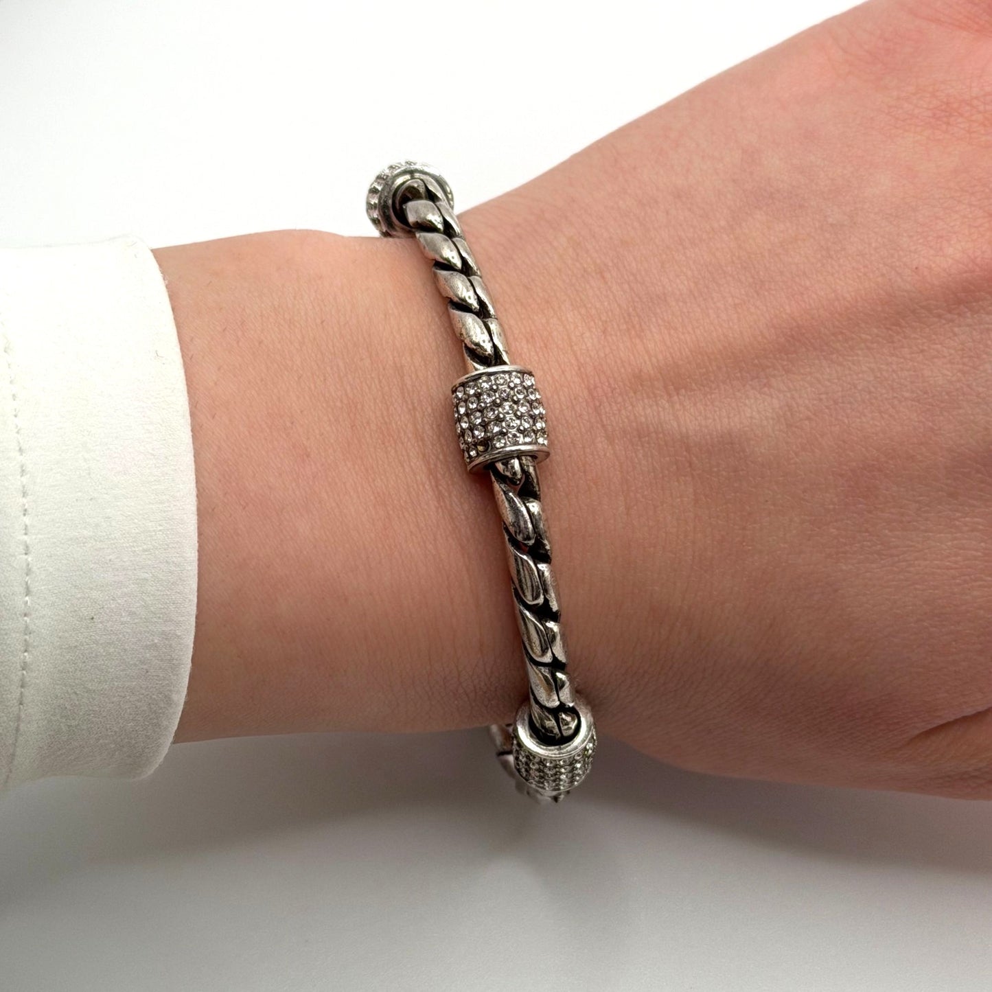 Brighton Meridian Silver-Tone Bracelet With Crystal Accents