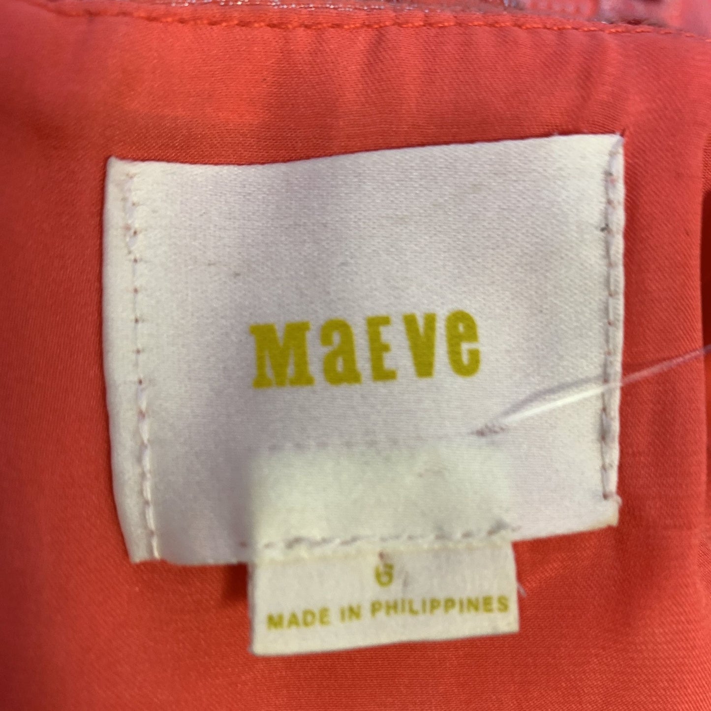 Maeve Anthropologie Orange Embroidered Eyelet Dress Size 6
