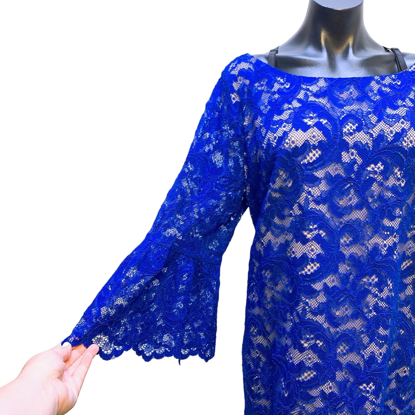 NWT Eliza J Womens Plus Size 20W Blue Lace Bell Sleeve Dress