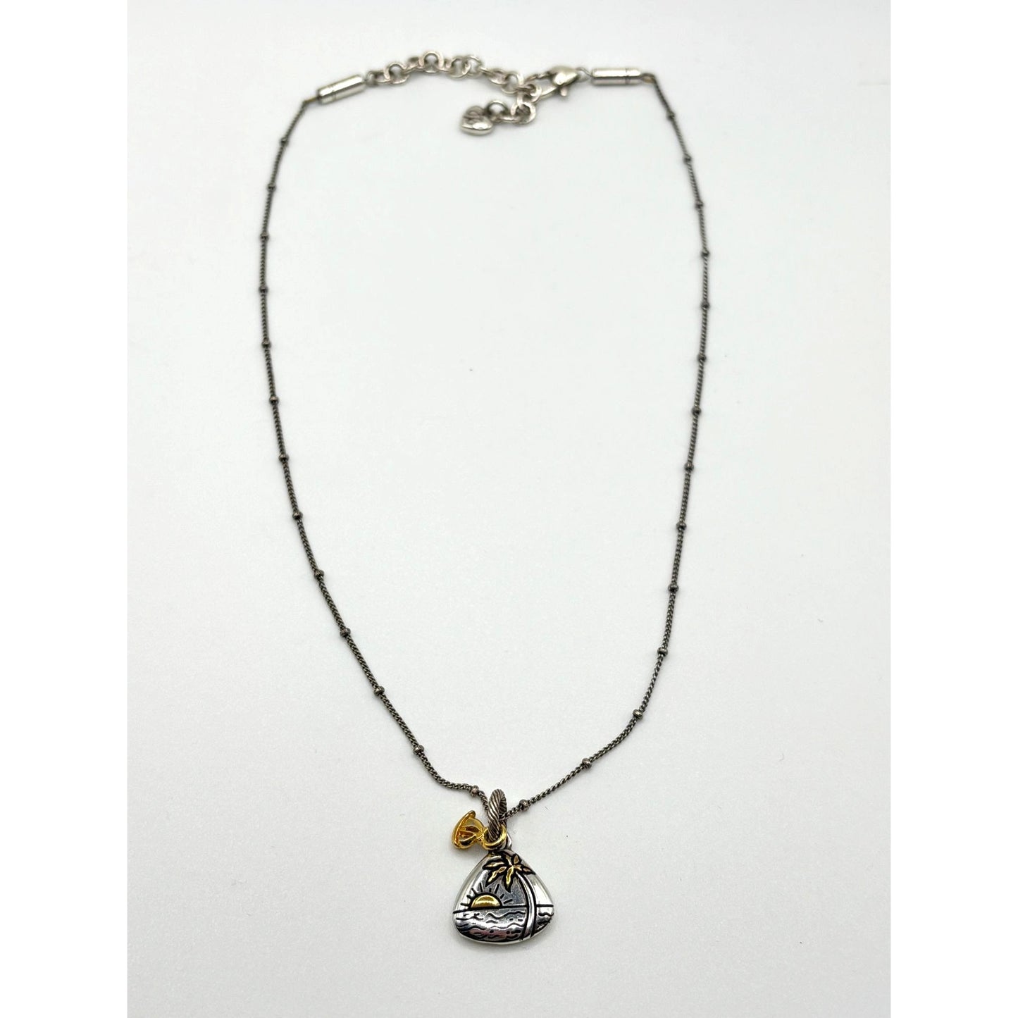 Brighton Live Life Beach Scene Charm Necklace Two-Tone Silver & Gold