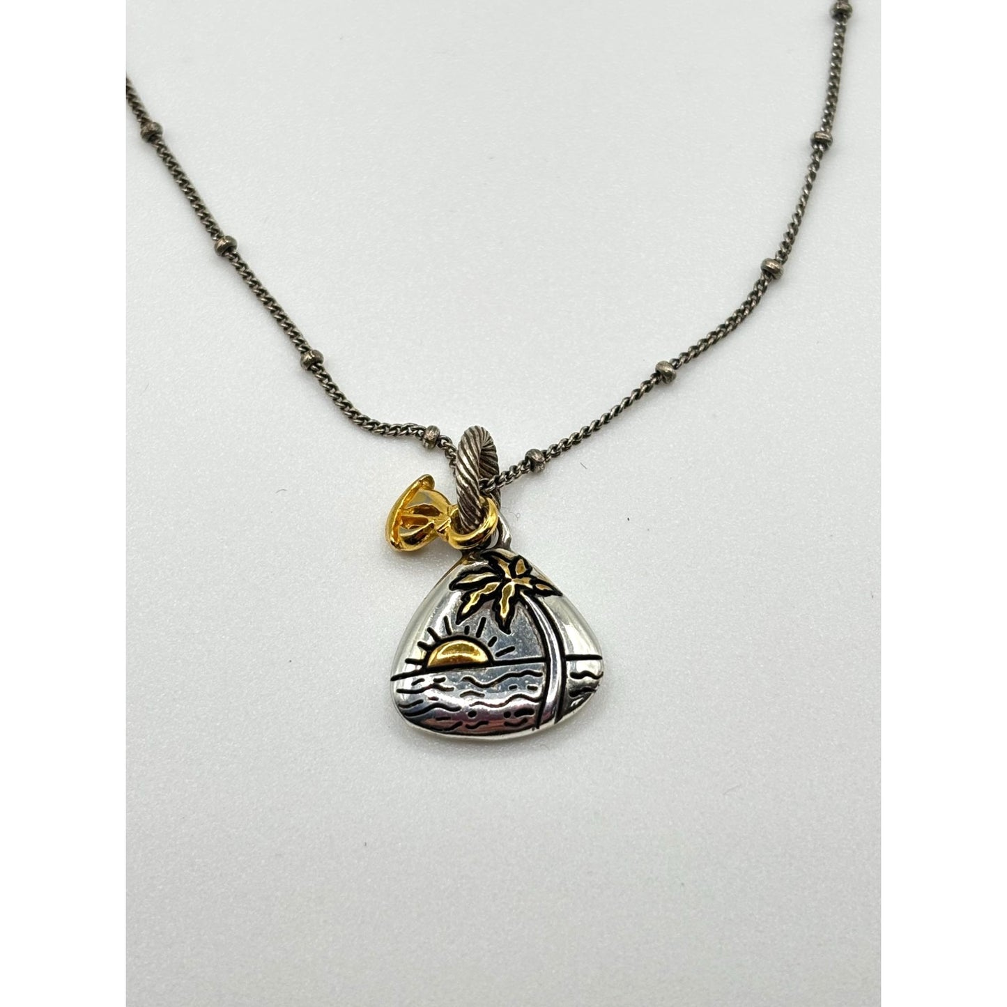 Brighton Live Life Beach Scene Charm Necklace Two-Tone Silver & Gold