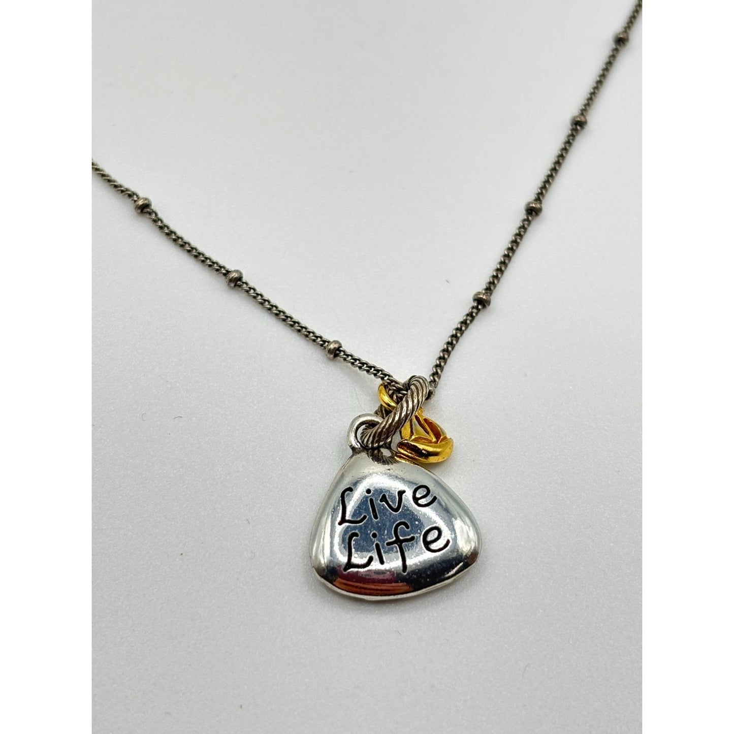 Brighton Live Life Beach Scene Charm Necklace Two-Tone Silver & Gold