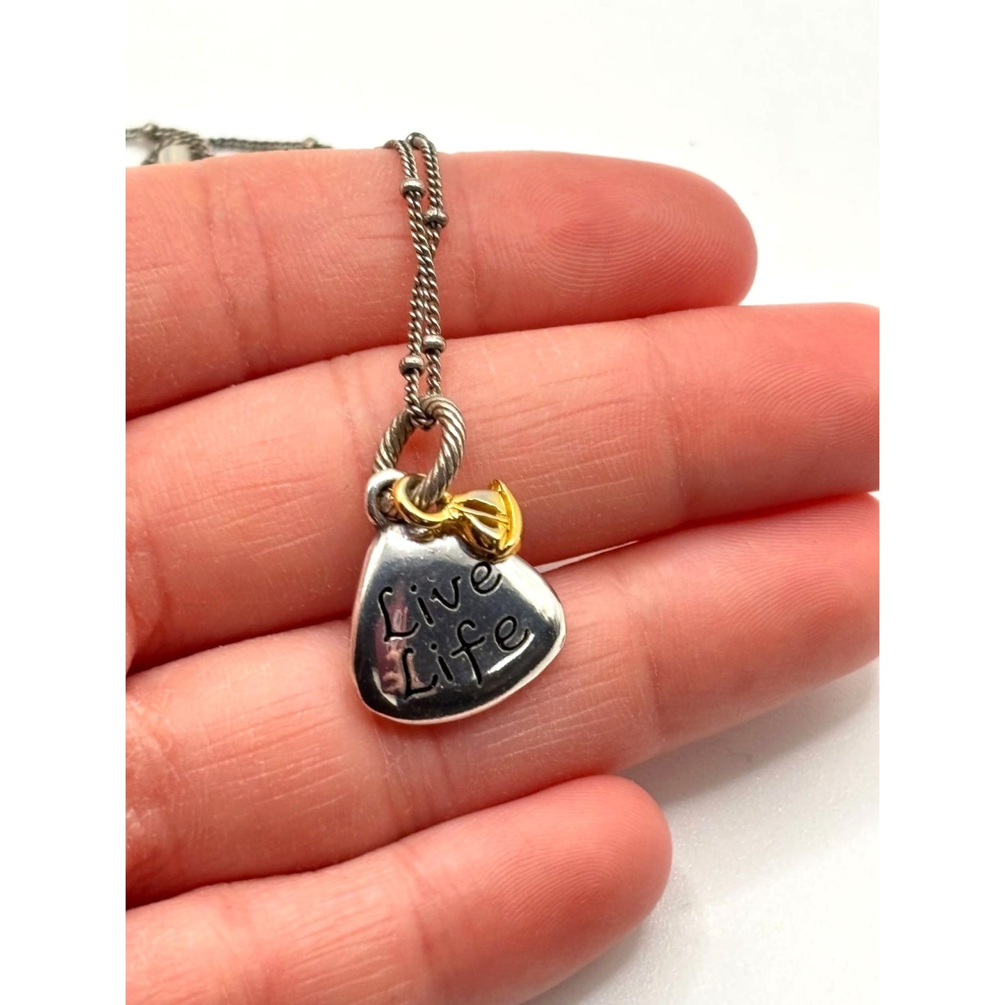 Brighton Live Life Beach Scene Charm Necklace Two-Tone Silver & Gold