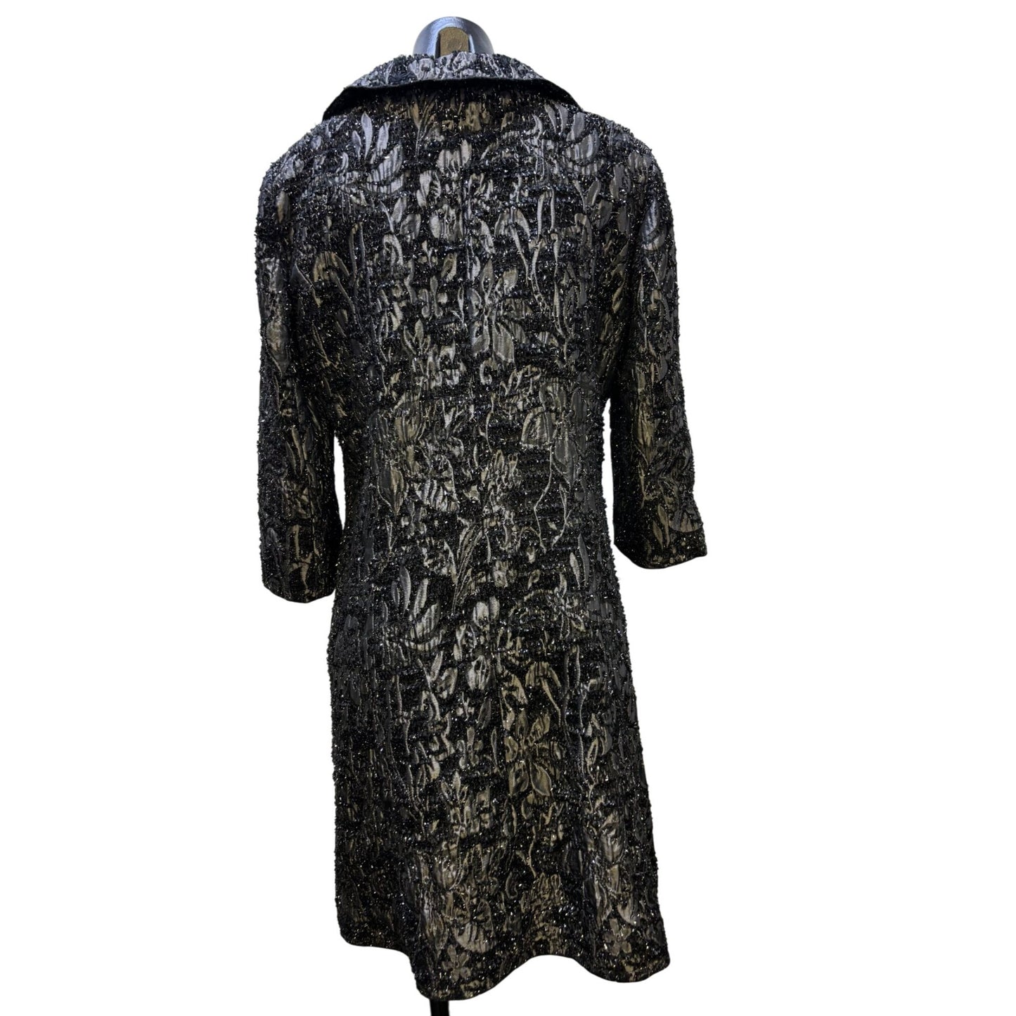 St John Couture Metallic Black Evening Coat Textured Beaded Design 10