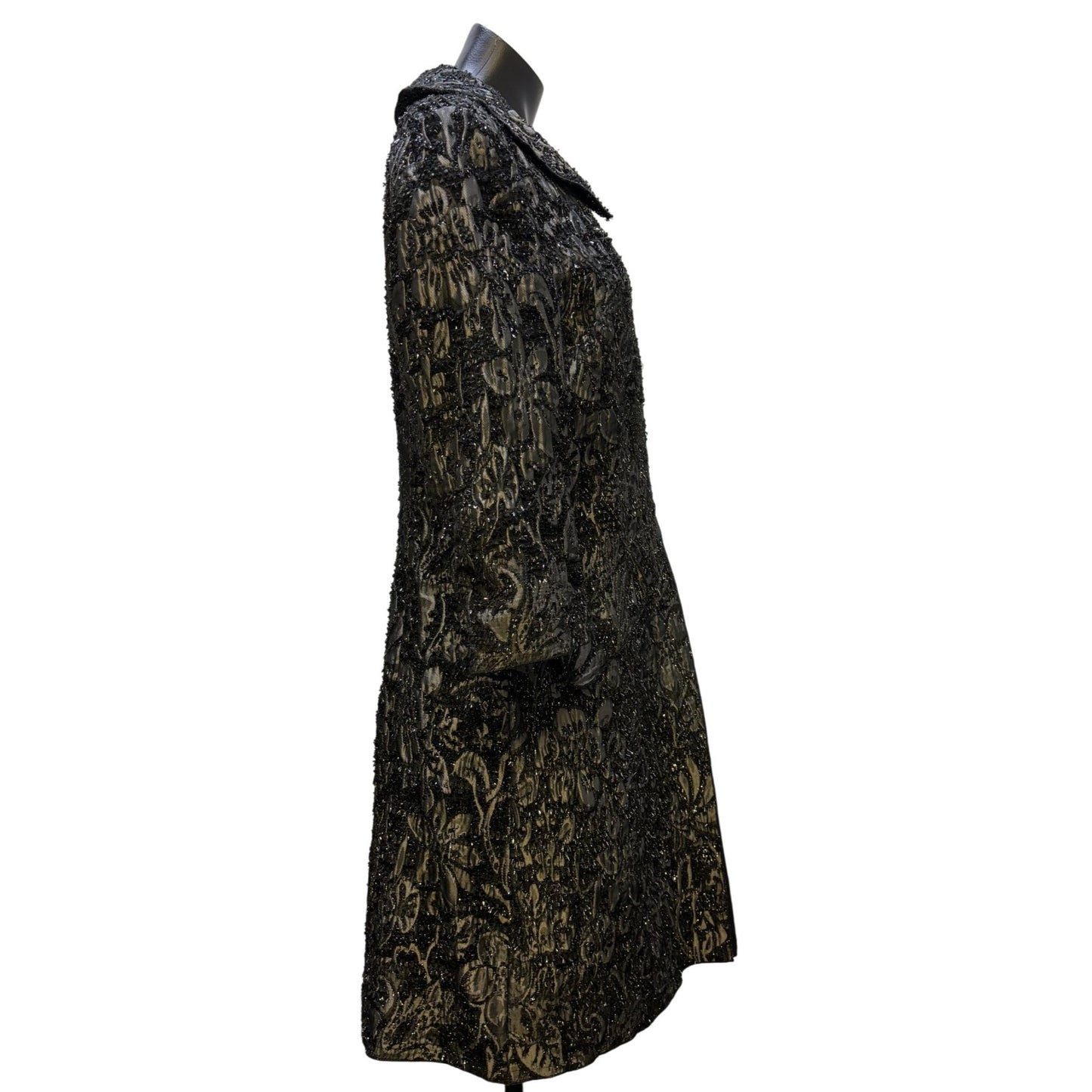 St John Couture Metallic Black Evening Coat Textured Beaded Design 10