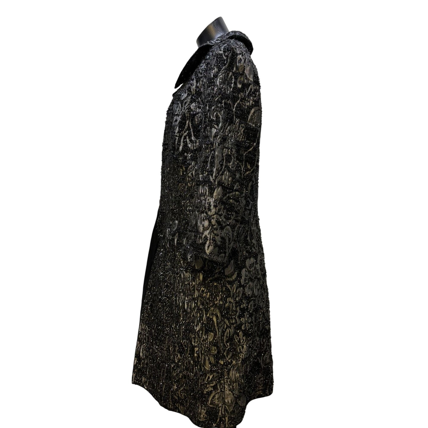 St John Couture Metallic Black Evening Coat Textured Beaded Design 10