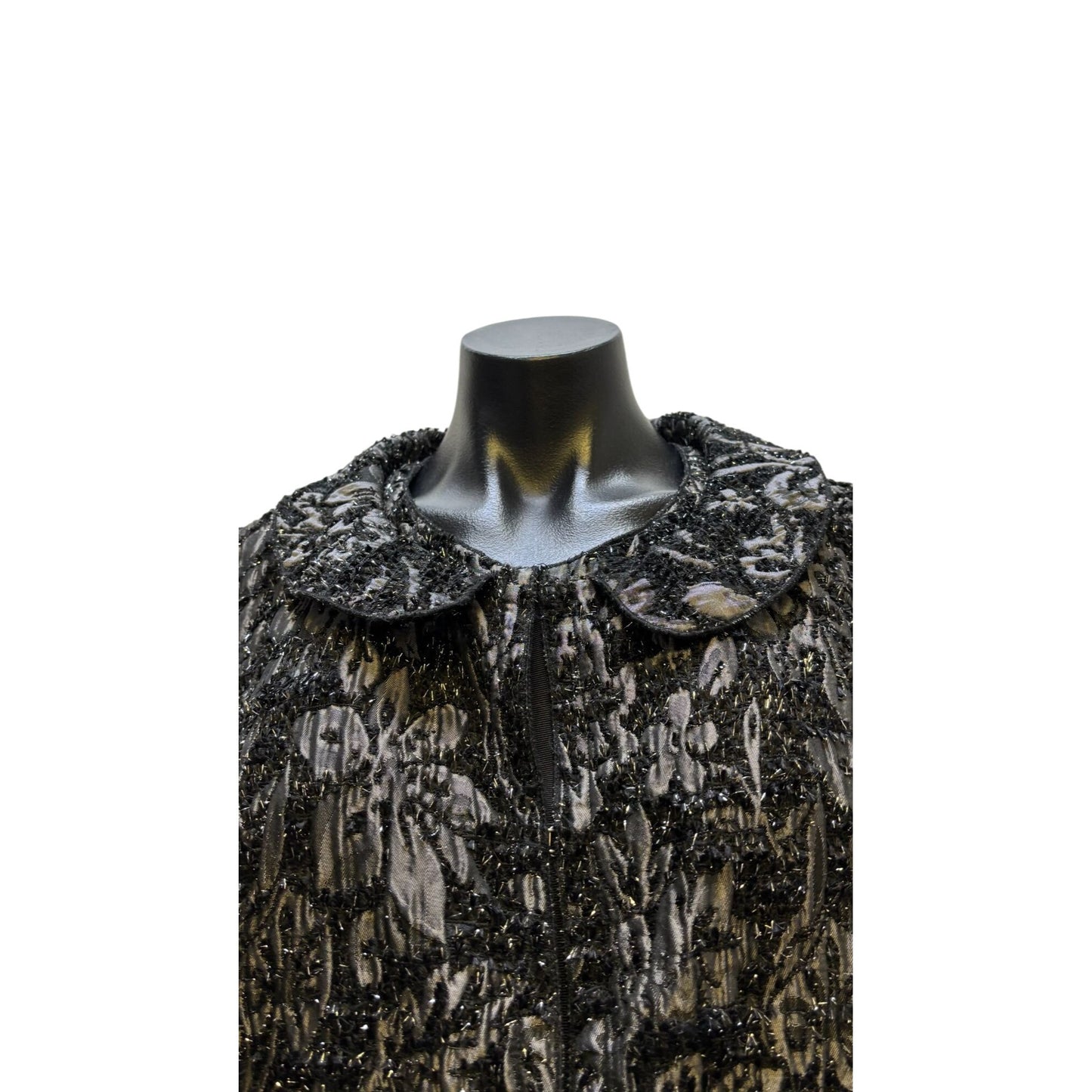 St John Couture Metallic Black Evening Coat Textured Beaded Design 10