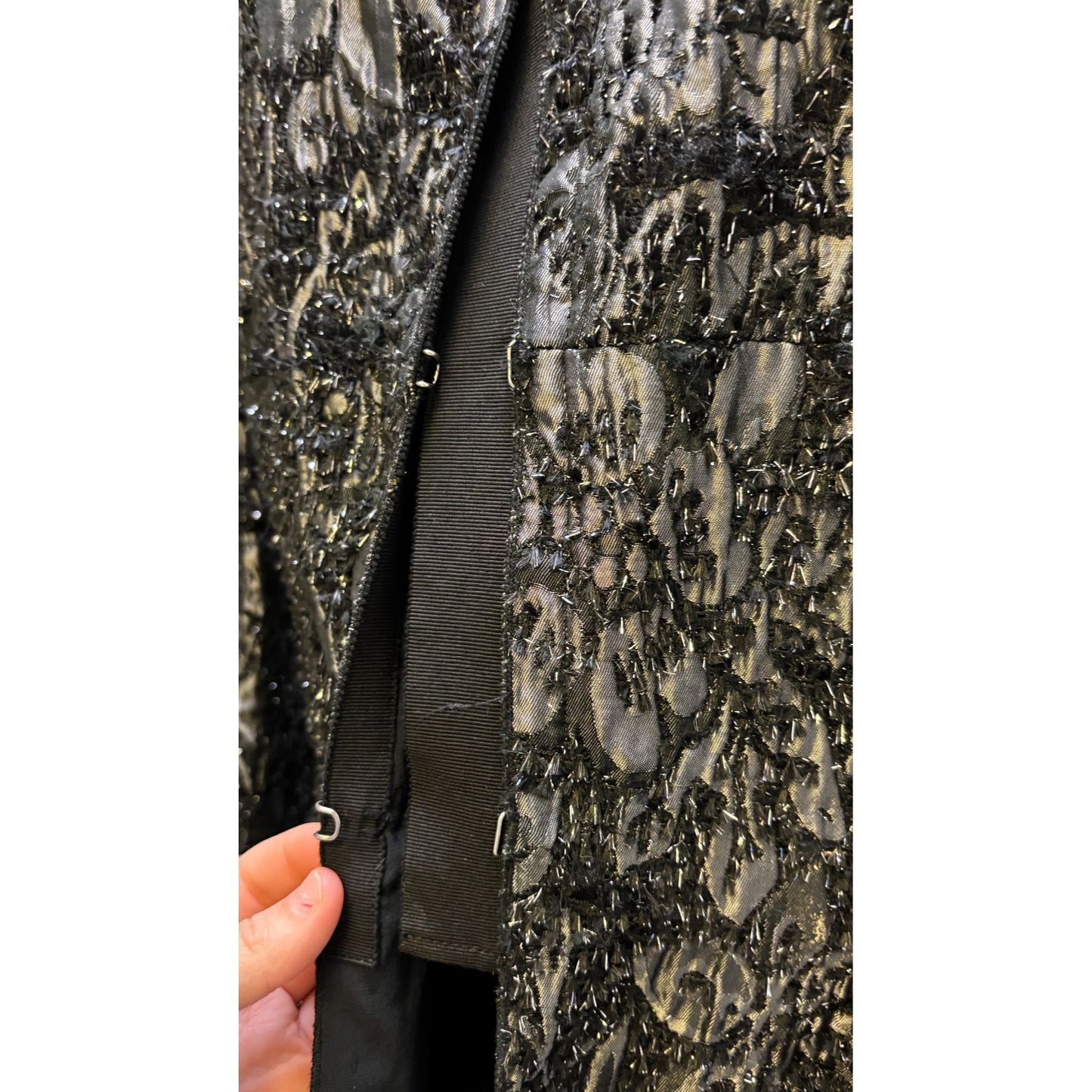 St John Couture Metallic Black Evening Coat Textured Beaded Design 10