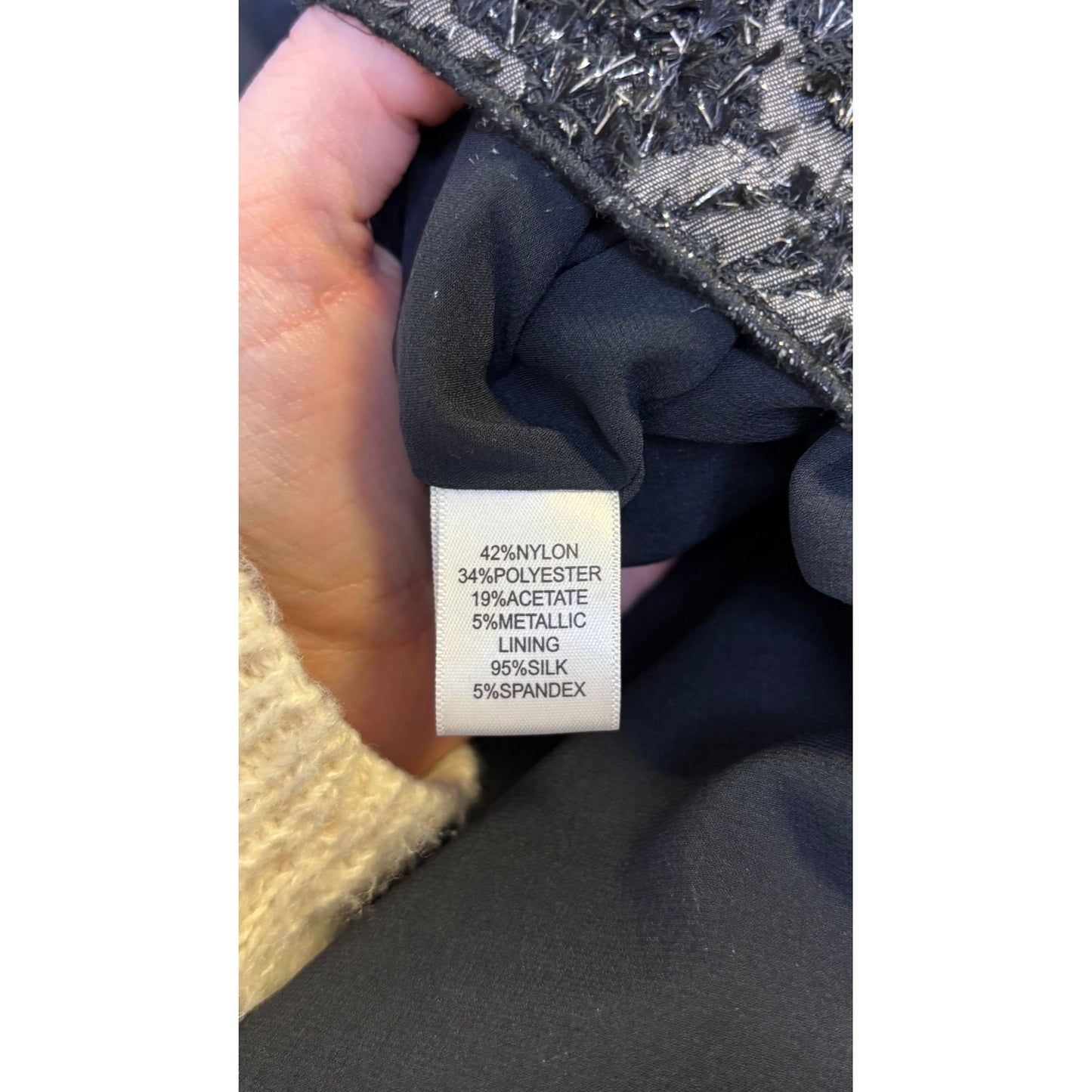 St John Couture Metallic Black Evening Coat Textured Beaded Design 10