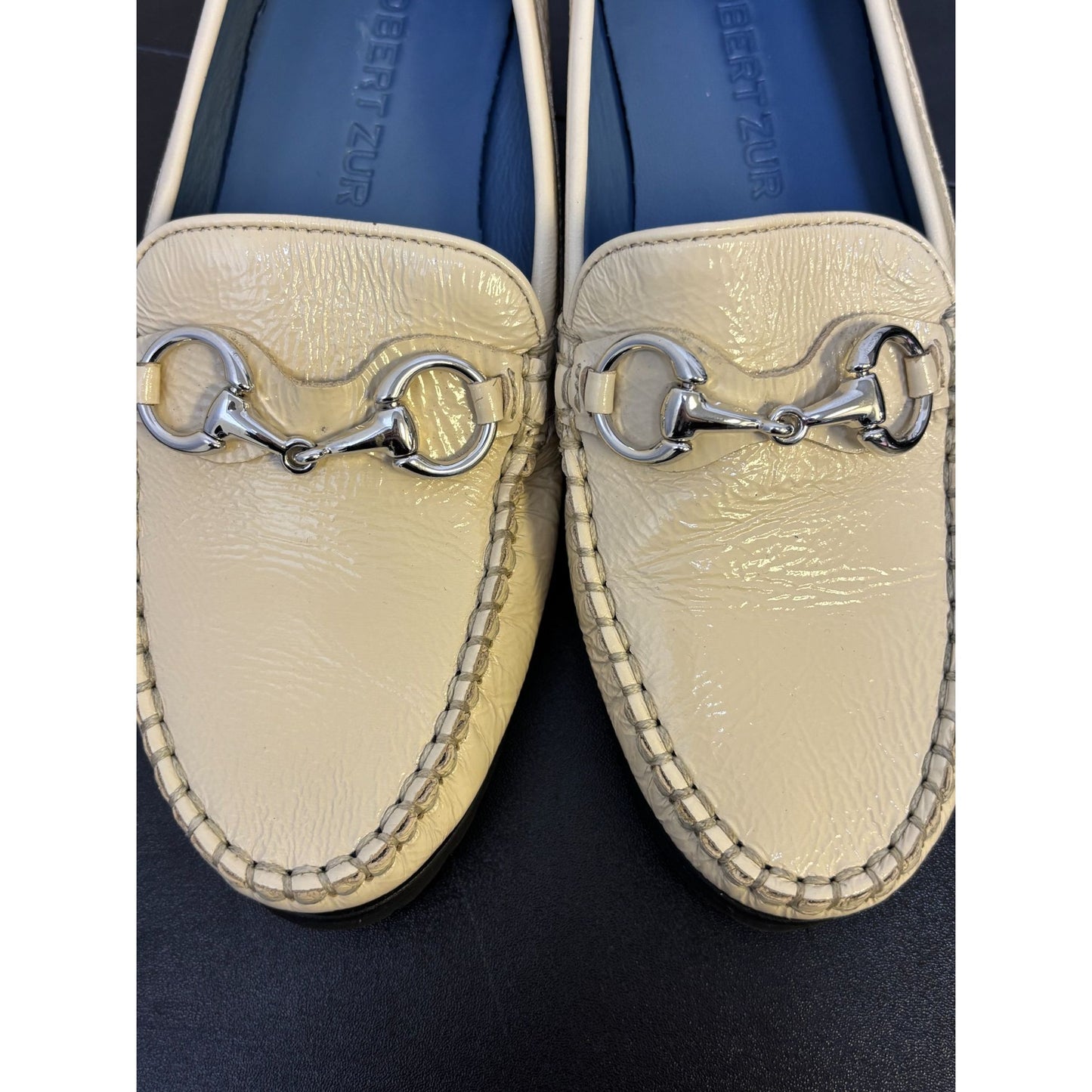 Robert Zur Patent Leather Cream Loafers Size 8